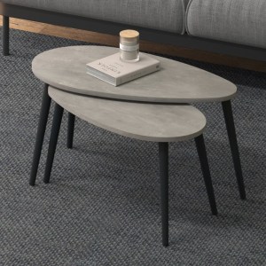 meg-GP022-0066,5-1 ΤΡΑΠΕΖΑΚΙ ΣΑΛΟΝΙΟΥ ΣΕΤ 2 ΤΜΧ SPLINE MEGAPAP ΧΡΩΜΑ ΓΚΡΙ ΡΕΤΡΟ 80X40X46ΕΚ.