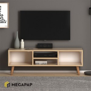 meg-GP022-0067,1-1 ΕΠΙΠΛΟ ΤΗΛΕΟΡΑΣΗΣ LOREN MEGAPAP ΜΕΛΑΜΙΝΗΣ ΧΡΩΜΑ OAK 120X30X40ΕΚ.