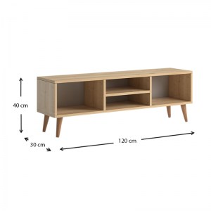 meg-GP022-0067,1-2 ΕΠΙΠΛΟ ΤΗΛΕΟΡΑΣΗΣ LOREN MEGAPAP ΜΕΛΑΜΙΝΗΣ ΧΡΩΜΑ OAK 120X30X40ΕΚ.