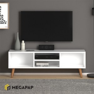 meg-GP022-0067,2-1 ΕΠΙΠΛΟ ΤΗΛΕΟΡΑΣΗΣ LOREN MEGAPAP ΜΕΛΑΜΙΝΗΣ ΧΡΩΜΑ ΛΕΥΚΟ 120X30X40ΕΚ.