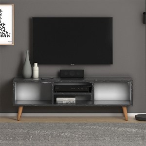 meg-GP022-0067,3-1 ΕΠΙΠΛΟ ΤΗΛΕΟΡΑΣΗΣ LOREN MEGAPAP ΑΠΟ ΜΕΛΑΜΙΝΗ ΧΡΩΜΑ ΑΝΘΡΑΚΙ ΕΦΕ ΜΑΡΜΑΡΟΥ 120X30X40ΕΚ.