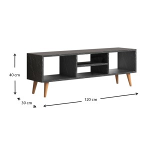 meg-GP022-0067,3-2 ΕΠΙΠΛΟ ΤΗΛΕΟΡΑΣΗΣ LOREN MEGAPAP ΑΠΟ ΜΕΛΑΜΙΝΗ ΧΡΩΜΑ ΑΝΘΡΑΚΙ ΕΦΕ ΜΑΡΜΑΡΟΥ 120X30X40ΕΚ.