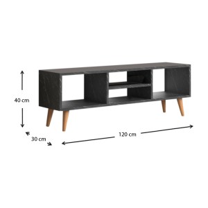 meg-GP022-0067,3-3 ΕΠΙΠΛΟ ΤΗΛΕΟΡΑΣΗΣ LOREN MEGAPAP ΑΠΟ ΜΕΛΑΜΙΝΗ ΧΡΩΜΑ ΑΝΘΡΑΚΙ ΕΦΕ ΜΑΡΜΑΡΟΥ 120X30X40ΕΚ.
