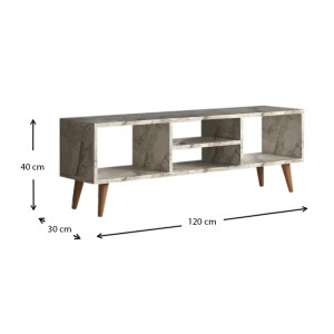 meg-GP022-0067,4-2 ΕΠΙΠΛΟ ΤΗΛΕΟΡΑΣΗΣ LOREN MEGAPAP ΜΕΛΑΜΙΝΗΣ ΧΡΩΜΑ ΛΕΥΚΟ ΕΦΕ ΜΑΡΜΑΡΟΥ 120X30X40ΕΚ.