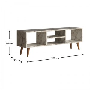 meg-GP022-0067,4-3 ΕΠΙΠΛΟ ΤΗΛΕΟΡΑΣΗΣ LOREN MEGAPAP ΜΕΛΑΜΙΝΗΣ ΧΡΩΜΑ ΛΕΥΚΟ ΕΦΕ ΜΑΡΜΑΡΟΥ 120X30X40ΕΚ.