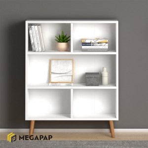 meg-GP022-0069,1-1 ΒΙΒΛΙΟΘΗΚΗ ΜΕΛΑΜΙΝΗΣ CUBE MEGAPAP ΧΡΩΜΑ ΛΕΥΚΟ 80X24X100ΕΚ.