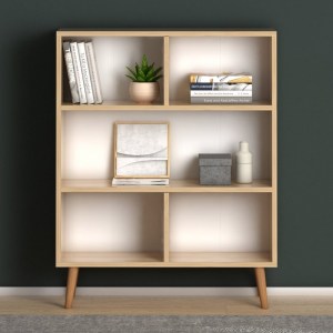 meg-GP022-0069,2-1 ΒΙΒΛΙΟΘΗΚΗ ΜΕΛΑΜΙΝΗΣ CUBE MEGAPAP ΧΡΩΜΑ OAK 80X24X100ΕΚ.