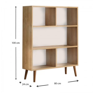 meg-GP022-0069,2-2 ΒΙΒΛΙΟΘΗΚΗ ΜΕΛΑΜΙΝΗΣ CUBE MEGAPAP ΧΡΩΜΑ OAK 80X24X100ΕΚ.