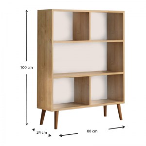 meg-GP022-0069,2-3 ΒΙΒΛΙΟΘΗΚΗ ΜΕΛΑΜΙΝΗΣ CUBE MEGAPAP ΧΡΩΜΑ OAK 80X24X100ΕΚ.