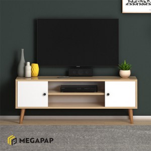 meg-GP022-0071,1-1 ΕΠΙΠΛΟ ΤΗΛΕΟΡΑΣΗΣ PARMA MEGAPAP ΜΕΛΑΜΙΝΗΣ ΧΡΩΜΑ WHITE - OAK 120X30X40ΕΚ.