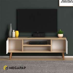 meg-GP022-0071,1-2 ΕΠΙΠΛΟ ΤΗΛΕΟΡΑΣΗΣ PARMA MEGAPAP ΜΕΛΑΜΙΝΗΣ ΧΡΩΜΑ WHITE - OAK 120X30X40ΕΚ.