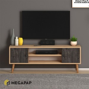 meg-GP022-0071,2-1 ΕΠΙΠΛΟ ΤΗΛΕΟΡΑΣΗΣ PARMA MEGAPAP ΜΕΛΑΜΙΝΗΣ ΧΡΩΜΑ INDUSTRIAL GREY - OAK 120X30X40ΕΚ.