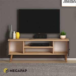 meg-GP022-0071,2-2 ΕΠΙΠΛΟ ΤΗΛΕΟΡΑΣΗΣ PARMA MEGAPAP ΜΕΛΑΜΙΝΗΣ ΧΡΩΜΑ INDUSTRIAL GREY - OAK 120X30X40ΕΚ.
