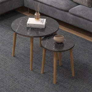 meg-GP022-0072,3-1 ΤΡΑΠΕΖΑΚΙ ΣΑΛΟΝΙΟΥ ΣΕΤ 2 ΤΜΧ ROMA MEGAPAP ΧΡΩΜΑ ΜΑΥΡΟ ΕΦΕ ΜΑΡΜΑΡΟΥ 60X60X46ΕΚ.