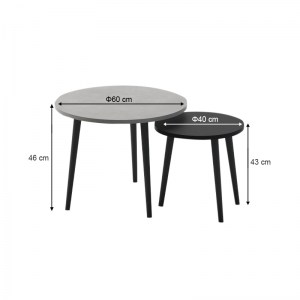 meg-GP022-0072,5-3 ΤΡΑΠΕΖΑΚΙ ΣΑΛΟΝΙΟΥ ΣΕΤ 2 ΤΜΧ ROMA MEGAPAP ΧΡΩΜΑ ΓΚΡΙ ΡΕΤΡΟ 60X60X46ΕΚ.