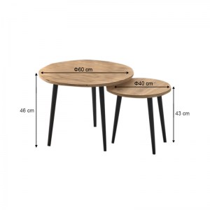 meg-GP022-0072,6-3 ΤΡΑΠΕΖΑΚΙ ΣΑΛΟΝΙΟΥ ΣΕΤ 2 ΤΜΧ ROMA MEGAPAP ΧΡΩΜΑ OAK 60X60X46ΕΚ.