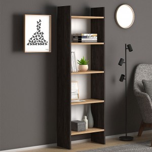 meg-GP022-0073,1-0 ΒΙΒΛΙΟΘΗΚΗ ΜΕΛΑΜΙΝΗΣ FLORA MEGAPAP ΧΡΩΜΑ INDUSTRIAL GREY - OAK 52X25X158ΕΚ.