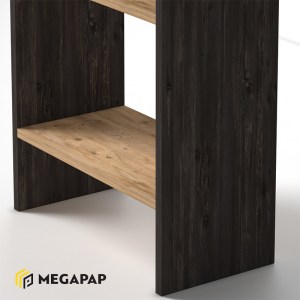 meg-GP022-0073,1-2 ΒΙΒΛΙΟΘΗΚΗ ΜΕΛΑΜΙΝΗΣ FLORA MEGAPAP ΧΡΩΜΑ INDUSTRIAL GREY - OAK 52X25X158ΕΚ.