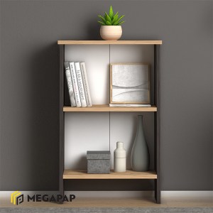 meg-GP022-0074,1-1 ΒΙΒΛΙΟΘΗΚΗ ΜΕΛΑΜΙΝΗΣ FLORA MEGAPAP ΧΡΩΜΑ INDUSTRIAL GREY - OAK 52X25X80ΕΚ.