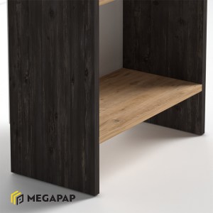 meg-GP022-0074,1-2 ΒΙΒΛΙΟΘΗΚΗ ΜΕΛΑΜΙΝΗΣ FLORA MEGAPAP ΧΡΩΜΑ INDUSTRIAL GREY - OAK 52X25X80ΕΚ.