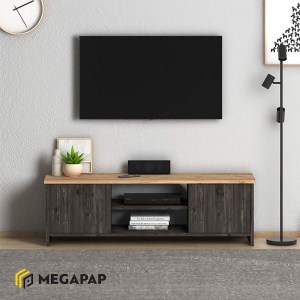 meg-GP022-0076,2-1 ΕΠΙΠΛΟ ΤΗΛΕΟΡΑΣΗΣ CUBE MEGAPAP ΜΕΛΑΜΙΝΗΣ ΧΡΩΜΑ PINE - INDUSTRIAL GREY 120X30X40ΕΚ.