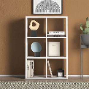 meg-GP022-0082,1-2 ΒΙΒΛΙΟΘΗΚΗ CUBE MEGAPAP ΑΠΟ ΜΕΛΑΜΙΝΗ ΧΡΩΜΑ ΛΕΥΚΟ 73,5X34X109ΕΚ.
