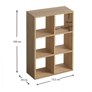 meg-GP022-0082,2-3 ΒΙΒΛΙΟΘΗΚΗ CUBE MEGAPAP ΑΠΟ ΜΕΛΑΜΙΝΗ ΧΡΩΜΑ OAK 73,5X34X109ΕΚ.