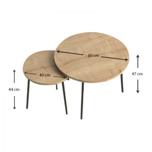 meg-GP022-0083,1-2 ΣΕΤ ΤΡΑΠΕΖΑΚΙΑ ΣΑΛΟΝΙΟΥ SELECT MEGAPAP 2 ΤΜΧ. ΑΠΟ ΜΕΛΑΜΙΝΗ ΧΡΩΜΑ OAK 60X60X47ΕΚ.