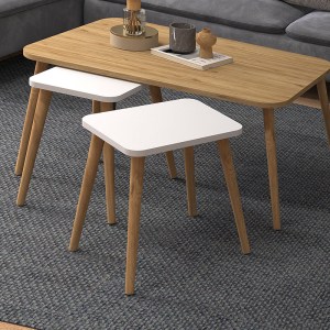 meg-GP022-0086,1-1 ΤΡΑΠΕΖΑΚΙ ΣΑΛΟΝΙΟΥ ΣΕΤ 3 ΤΜΧ OLIVA MEGAPAP ΧΡΩΜΑ OAK - ΛΕΥΚΟ 90X55X46ΕΚ.