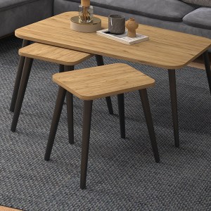 meg-GP022-0086,2-1 ΤΡΑΠΕΖΑΚΙ ΣΑΛΟΝΙΟΥ ΣΕΤ 3 ΤΜΧ OLIVA MEGAPAP ΧΡΩΜΑ OAK 90X55X46ΕΚ.