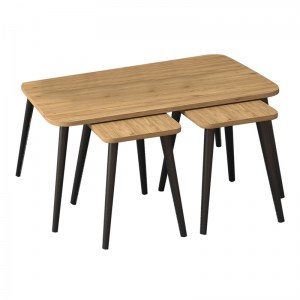 meg-GP022-0086,2-2 ΤΡΑΠΕΖΑΚΙ ΣΑΛΟΝΙΟΥ ΣΕΤ 3 ΤΜΧ OLIVA MEGAPAP ΧΡΩΜΑ OAK 90X55X46ΕΚ.
