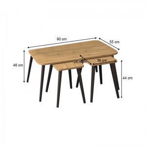 meg-GP022-0086,2-3 ΤΡΑΠΕΖΑΚΙ ΣΑΛΟΝΙΟΥ ΣΕΤ 3 ΤΜΧ OLIVA MEGAPAP ΧΡΩΜΑ OAK 90X55X46ΕΚ.
