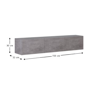 meg-GP022-0092,1-4 ΕΠΙΠΛΟ ΤΗΛΕΟΡΑΣΗΣ ΕΠΙΤΟΙΧΙΟ PALM MEGAPAP ΧΡΩΜΑ ΓΚΡΙ ΡΕΤΡΟ 150X32X30ΕΚ.
