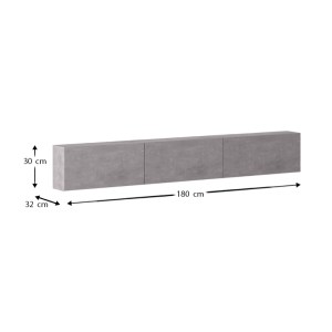 meg-GP022-0093,1-4 ΕΠΙΠΛΟ ΤΗΛΕΟΡΑΣΗΣ ΕΠΙΤΟΙΧΙΟ PALM MEGAPAP ΧΡΩΜΑ ΓΚΡΙ ΡΕΤΡΟ 180X32X30ΕΚ.