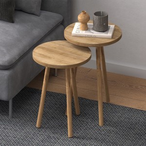 meg-GP022-0097,3-0 ΤΡΑΠΕΖΑΚΙΑ ΒΟΗΘΗΤΙΚΑ ΣΕΤ 2 ΤΜΧ ROMA MEGAPAP ΧΡΩΜΑ OAK Ø34X46ΕΚ.