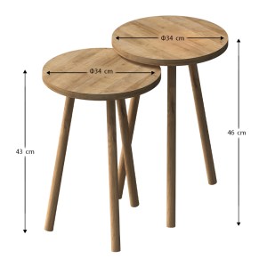meg-GP022-0097,3-2 ΤΡΑΠΕΖΑΚΙΑ ΒΟΗΘΗΤΙΚΑ ΣΕΤ 2 ΤΜΧ ROMA MEGAPAP ΧΡΩΜΑ OAK Ø34X46ΕΚ.