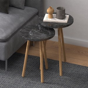 meg-GP022-0097,4-0 ΤΡΑΠΕΖΑΚΙΑ ΒΟΗΘΗΤΙΚΑ ΣΕΤ 2 ΤΜΧ ROMA MEGAPAP ΧΡΩΜΑ ΜΑΥΡΟ ΕΦΕ ΜΑΡΜΑΡΟΥ Ø34X46ΕΚ.