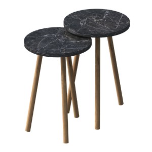 meg-GP022-0097,4-1 ΤΡΑΠΕΖΑΚΙΑ ΒΟΗΘΗΤΙΚΑ ΣΕΤ 2 ΤΜΧ ROMA MEGAPAP ΧΡΩΜΑ ΜΑΥΡΟ ΕΦΕ ΜΑΡΜΑΡΟΥ Ø34X46ΕΚ.