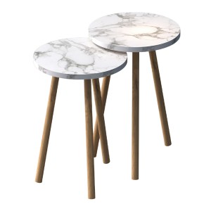 meg-GP022-0097,5-1 ΤΡΑΠΕΖΑΚΙΑ ΒΟΗΘΗΤΙΚΑ ΣΕΤ 2 ΤΜΧ ROMA MEGAPAP ΧΡΩΜΑ ΛΕΥΚΟ ΕΦΕ ΜΑΡΜΑΡΟΥ Ø34X46ΕΚ.