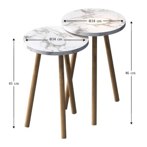 meg-GP022-0097,5-2 ΤΡΑΠΕΖΑΚΙΑ ΒΟΗΘΗΤΙΚΑ ΣΕΤ 2 ΤΜΧ ROMA MEGAPAP ΧΡΩΜΑ ΛΕΥΚΟ ΕΦΕ ΜΑΡΜΑΡΟΥ Ø34X46ΕΚ.