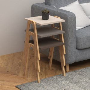 meg-GP022-0098,1-0 ΤΡΑΠΕΖΑΚΙΑ ΒΟΗΘΗΤΙΚΑ ΣΕΤ 3 ΤΜΧ COMO MEGAPAP ΧΡΩΜΑ ΚΑΦΕ - CAPPUCCINO - ΚΡΕΜ 36X32X40ΕΚ.