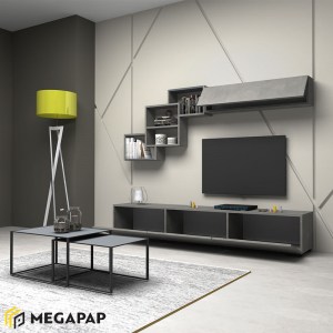 meg-GP028-0026,2-1 ΣΥΝΘΕΣΗ ΤΗΛΕΟΡΑΣΗΣ FREE MEGAPAP ΑΠΟ ΜΕΛΑΜΙΝΗ ΧΡΩΜΑ ΓΚΡΙ - ΑΝΘΡΑΚΙ 210X35X38ΕΚ.