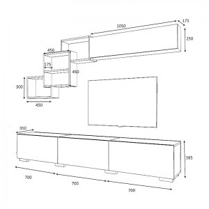 meg-GP028-0026,2-2 ΣΥΝΘΕΣΗ ΤΗΛΕΟΡΑΣΗΣ FREE MEGAPAP ΑΠΟ ΜΕΛΑΜΙΝΗ ΧΡΩΜΑ ΓΚΡΙ - ΑΝΘΡΑΚΙ 210X35X38ΕΚ.