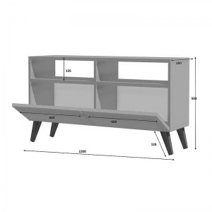 meg-GP028-0030,1-2 ΕΠΙΠΛΟ ΤΗΛΕΟΡΑΣΗΣ ENCOY MEGAPAP ΑΠΟ ΜΕΛΑΜΙΝΗ ΧΡΩΜΑ SONOMA - ΛΕΥΚΟ 120X35X50ΕΚ.