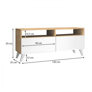 meg-GP028-0030,1-3 ΕΠΙΠΛΟ ΤΗΛΕΟΡΑΣΗΣ ENCOY MEGAPAP ΑΠΟ ΜΕΛΑΜΙΝΗ ΧΡΩΜΑ SONOMA - ΛΕΥΚΟ 120X35X50ΕΚ.