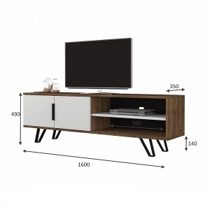 meg-GP028-0033,1-2 ΕΠΙΠΛΟ ΤΗΛΕΟΡΑΣΗΣ FOOT MEGAPAP ΑΠΟ ΜΕΛΑΜΙΝΗ ΧΡΩΜΑ ΚΑΡΥΔΙ - ΛΕΥΚΟ 160X35X49ΕΚ.