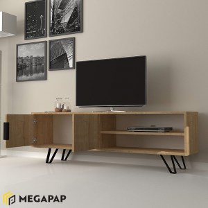 meg-GP028-0033,2-1 ΕΠΙΠΛΟ ΤΗΛΕΟΡΑΣΗΣ FOOT MEGAPAP ΑΠΟ ΜΕΛΑΜΙΝΗ ΧΡΩΜΑ SONOMA 160X35X49ΕΚ.