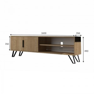 meg-GP028-0033,2-2 ΕΠΙΠΛΟ ΤΗΛΕΟΡΑΣΗΣ FOOT MEGAPAP ΑΠΟ ΜΕΛΑΜΙΝΗ ΧΡΩΜΑ SONOMA 160X35X49ΕΚ.
