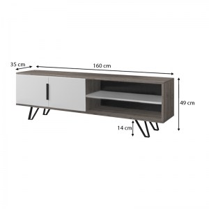 meg-GP028-0033,2-3 ΕΠΙΠΛΟ ΤΗΛΕΟΡΑΣΗΣ FOOT MEGAPAP ΑΠΟ ΜΕΛΑΜΙΝΗ ΧΡΩΜΑ SONOMA 160X35X49ΕΚ.