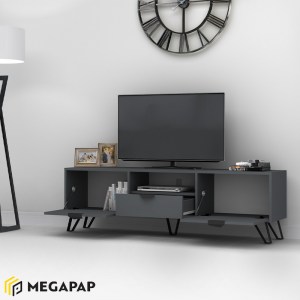 meg-GP028-0035,1-1 ΕΠΙΠΛΟ ΤΗΛΕΟΡΑΣΗΣ JASMINE MEGAPAP ΑΠΟ ΜΕΛΑΜΙΝΗ ΧΡΩΜΑ ΓΚΡΙ 170X35X50ΕΚ.